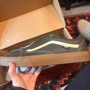 Vans BMX Old Skool leather olive green gum sole